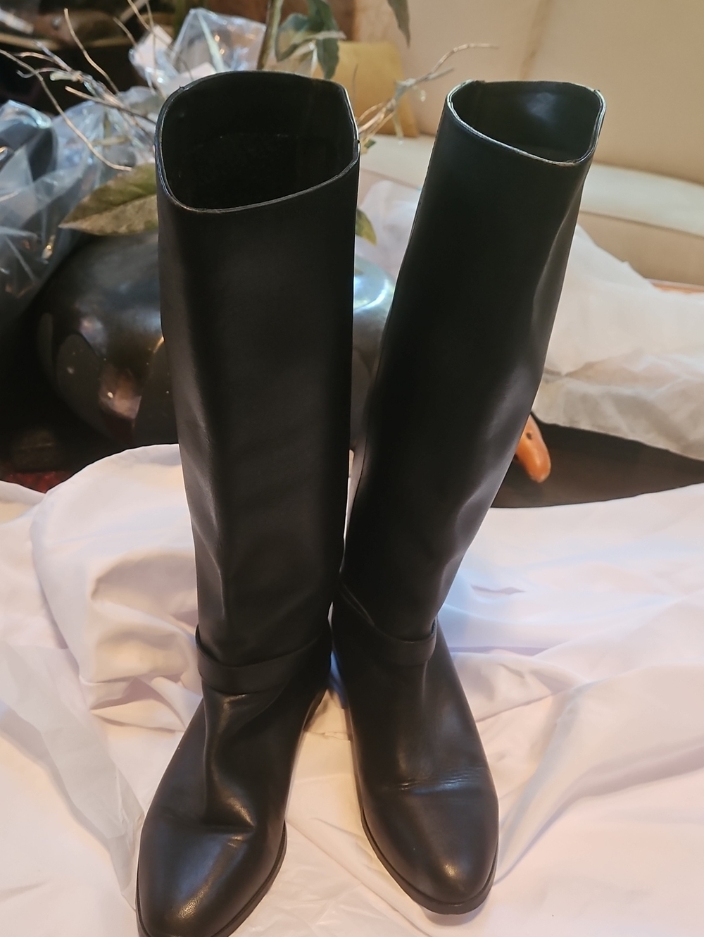 Vintage G.H. Bass Black Leather Knee High Riding Boots Made in Brazil Womens 6.5